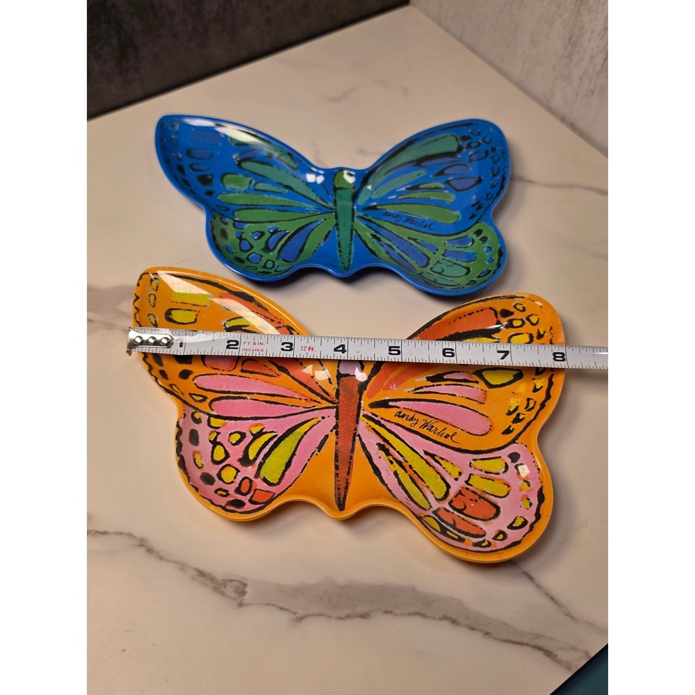 Andy Warhol x Presidio Objects Butterfly Melamine Plates Set Blue Orange Pop Art - Picture 4 of 8